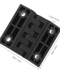 Black Plastic Cabinet Door Hinges 1.57 Inch Screw Mount Lift Off Enclosure Hinges with visible measurements