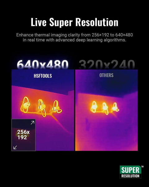 Dual Camera Thermal Imaging Device With 256x192 IR Sensor And 640x480 Live Super Resolution comparison photo