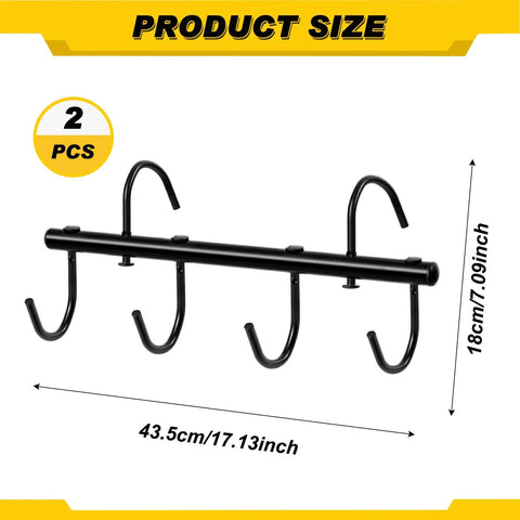 Two Pack Black Tack Rack With 360 Degree Swivel Hooks For Horse Bridle Hangers Portable Stall Barn Fence Trailer Organizer Six Hook Horse Gear Storage showing dimensions