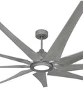 Killer 82 Inch Hvls Ceiling Fan With Wifi Smart Control And Remote Brushed Nickel Indoor Outdoor Room featuring 9 blades and LED light.