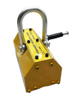 Hardcore Heavy Duty Magnetic Lifter With Sure Grip Release Handle And 2200 Lbs Capacity, showing steel plate grabber tool with yellow exterior.