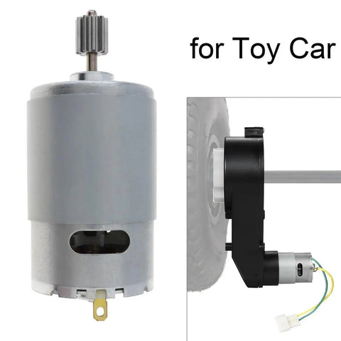 High Power RS550 Planetary Gear DC Motor With 12000-40000 RPM Speed Boost For DIY Robot Cars RC Hobby showing motor gear and attachment for toy car.