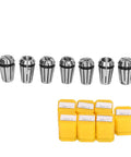 Pro Grade Seven Piece ER Spring Collet Set 1.0mm To 7.0mm For CNC Milling And Drilling in yellow containers