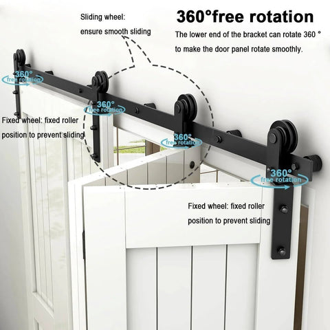 7 Foot Bi Fold Barn Door Hardware Kit For Four Doors Track System Fits Door Openings Up To Eighty Inches With Smooth Quiet Glide