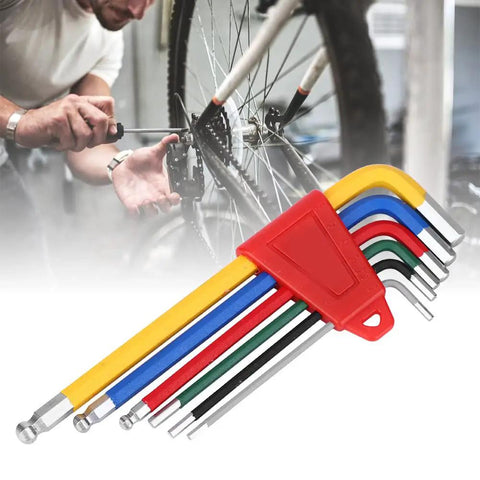 Super Cool Keenso 6 Piece Color Coded Bike Tools Set With Long Arm Internal Hex Allen Wrenches Made From Durable Aluminum Alloy For Easy Grip Bicycle Repair And Home Shop Maintenance Tasks That Are A Total Breeze To Handle Everyday. color-coded 6-piece hex wrench set for bike repair