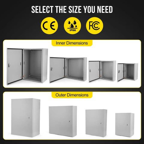 Various angles of Tough As Nails 16 X 16 X 8 Inch Nema 4X Steel Electrical Box With IP66 Weatherproof Shield.