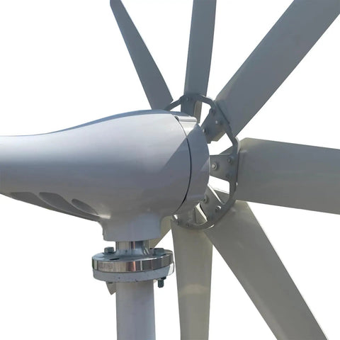 Close-up of Beefy 12000W Wind Turbine Generator With 8 Blade Windmill And Controller High Output Home Wind Power System For Off Grid Living