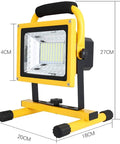 Spot Lighting Led Floodlight 500W 5000Lm Rechargeable Led Work Light with yellow frame and smart design, measuring 20x18x27CM.