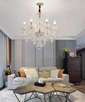 Six Light Crystal Chandelier With K9 Clear Crystals, Modern Ceiling Pendant Lighting Fixture For Dining Room, Living Room