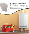 7 Piece Microwave Waveguide Mica Sheet Insulation Kit beside a tool box and water heater.