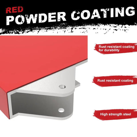 Heavy Duty Forklift Trailer Hitch Attachment With Dual 2 Inch Receiver Crafted From Rugged Steel, showing red powder-coated finish.