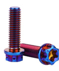 Beefy Titanium Flange Head Bolts Set M6x20mm T30 Torx Burnt Blue Finish Pack Of 4, Grade 5 6AL4V Titanium Alloy Screws