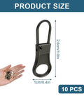 10 Piece Zipper Pull Tab Replacement Kit With Detachable Metal Pulls, shown with size dimensions and multiple color options in hand