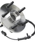 Close-up of Two Front Wheel Bearing Hubs Assembly Kit For 2009 2011 Dodge Ram 1500 Replacement Pair Fits 2010 Models showing 5-lug.