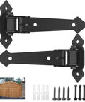 Heavy Duty Gate Hinges With 1100 Lbs Load Rating And Sealed Integrated Ball Bearings For Wooden Or Metal Driveway Gates, black steel design.