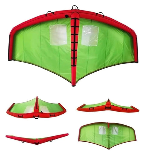 Inflatable Windsurfing Wing For Windsurfing Wing Foil And Handheld Kite Surfing For Surf And Snow Skiing, green and red design