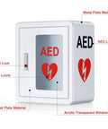 Rock Solid Steel Wall Mount AED Cabinet With No Fuss Snap Lock Door And Clear Acrylic Panel, shown from the front.