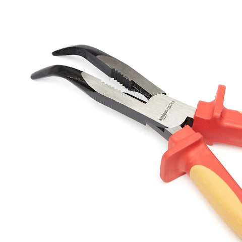 1000 Volt VDE Insulated High Bent Snipe Nose Pliers 8 Inch with drop forged chrome vanadium steel and bi-color comfort grip