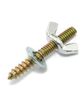 Straight-Up Hardcore Hanger Bolts 1/4-20 X 2 Inch With Wing Nuts Galvanized Dowel Screws close-up on metallic screws and washers.