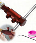 Close-up of Broken Threaded Pipe Extractor Tool for Half Inch Three Quarter Inch and One Inch Pipes with accessories