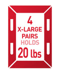 Graphic showing 4 X-Large pairs holding 20 lbs, related to Heavyweight Picture Hanging Strips 20 Lb X Large, 16 Strips For Frames Up To 24 By 36 Inches