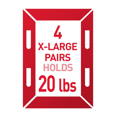 Graphic showing 4 X-Large pairs holding 20 lbs, related to Heavyweight Picture Hanging Strips 20 Lb X Large, 16 Strips For Frames Up To 24 By 36 Inches