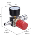 Air Compressor Pressure Regulator With Dial Gauge 0 To 175 PSI For Air Tools And Home Garage Use Four Way Valve