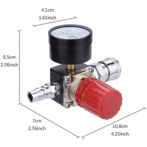 Air Compressor Pressure Regulator With Dial Gauge 0 To 175 PSI For Air Tools And Home Garage Use Four Way Valve