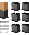 Six Pack 4x6 Heavy Duty Metal Post Base Brackets With 3.6x5.6 Inner Fit No Wobble Design Rust Resistant Includes Hardware