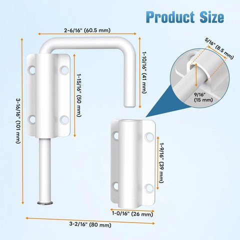 Updated Aluminum Alloy Patio Sliding Door Loop Lock For 90 And 180 Degree U Track Latch Barn Garden Fence Gate Window