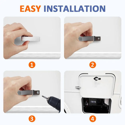 Heavy Duty Stainless Steel RV Compartment Door Latch 3 Pack Built Tough Secure Baggage Door Catch And Holder installation steps