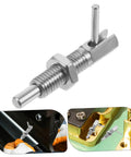 Top Shelf Stainless Steel Indexing Plunger Pin Delivers Bulletproof Secure Locking For Shop Cabinets And Vehicle Parts close-up detail with mounting feature.