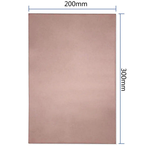 Single Sided Copper Clad Laminate 30 By 20 Cm PCB Board For Etching DIY PCBs Kit, showing dimensions with copper finish and FR4 backing.