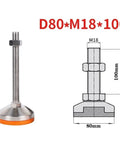 Heavy Duty Adjustable Leveling Feet Four Pack Rock Solid Carbon Steel Screw In Floor Stabilizers 80Mm Wide Base side view with dimensions