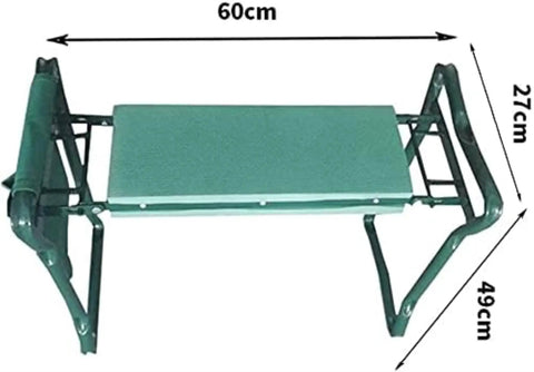 Garden Kneeler And Seat Heavy Duty Portable Folding Bench with Soft Foam Pad, Steel Frame, Dimensions 60cm x 27cm x 49cm