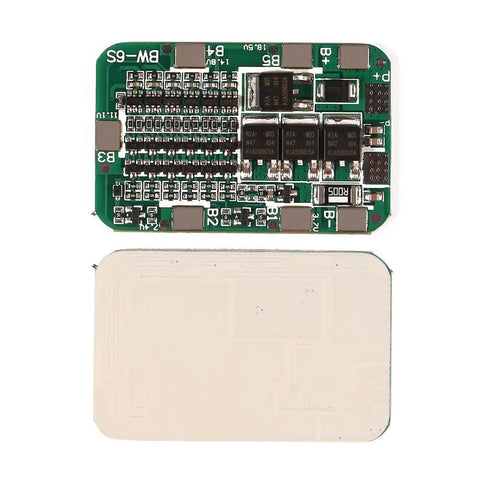 6S 24V Lithium Battery BMS Protection Board for 18650 Cells, compact design, circuit for safe DIY fixes, ensuring 15A current.