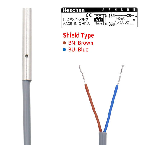 Pro Grade Inductive Proximity Sensor Switch M4 Shield Type LJ4A3 One Millimeter Detection Distance 10 To 30 V DC with wires shown