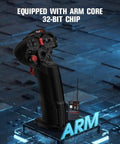 One-Handed RC Radio Transmitter With 4 Channel Receiver 2.4GHz Remote features ARM Core 32-bit chip in the background.