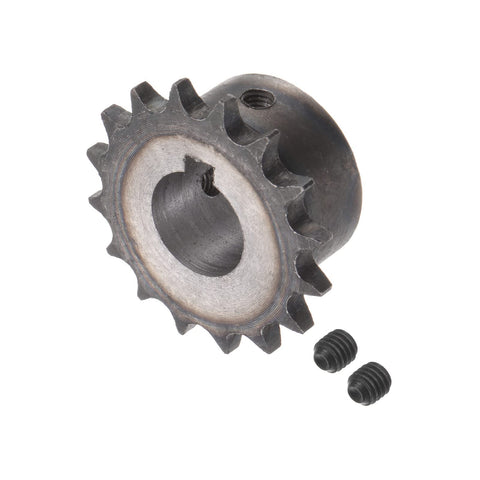 Beefed Up DIN ISO 06B Roller Chain Sprocket, 16 Teeth, Three Eighths Inch Pitch, 20mm Bore, A3 Carbon Steel, High Hardness Teeth