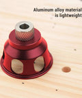 Heavy Duty Aluminum Vertical Hole Punch Locator For Fine Woodworking, Precision Straight Angle Drilling Jig with red aluminum bushing.