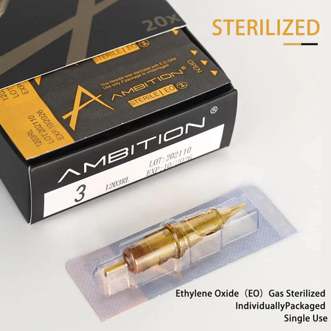 Tattoo Cartridges No 8 Bugpin 11RL Needle Set Disposable 20Pcs box with sterilized round liner cartridge and AO gas label