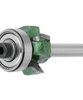 Jiawu 4-Tooth Woodworking Router Bit Trimmer For Perfect Edge Banding Finish With Tungsten Steel Blades and R2 Radius, 1/4 Inch Shank showing detailed angle.