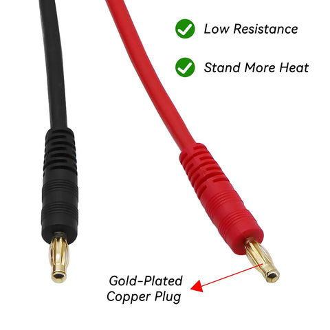 EC5 Male To 4.0mm Banana Plug Adapter For IC5 Connector, 12AWG 30cm Silicone Wire, red and black cables with gold-plated plugs