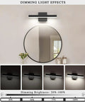 LED Vanity Lights 24 Inch Dimmable Silver Bath Light Bar Modern Sconces over mirror showcasing dimming effects