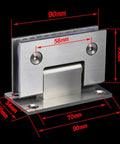 Soft Close Stainless Steel Shower Door Hinges Two Pack For Frameless Glass 8 To 10 mm 180 Degree Clamp with measurements