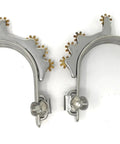 Ladies Stainless Steel Bumper Spurs With Four Brass Horizontal Rowels, Comfortable 3-Opening 3-Depth Fit, top view