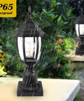 Dusk To Dawn Outdoor Post Light With Auto On Off Sensor Hands Free Hardwired 120V Exterior Lamp Post Weatherproof Aluminum