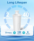 Brita And Mavea Compatible Water Filter Replacement Pack For Pitchers And Dispensers with 2-month lifespan and 40-gallon capacity