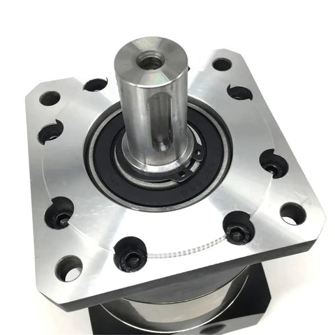 High Precision Planetary Gearbox With Lean 7 Arcmin Backlash And 40 To 1 Ratio Mounted On A Rock Solid 19Mm Input Shaft top view showing input shaft and housing.