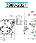 Super Rotary Indexing Fixture 3900-2321, 8 Inch Precision Indexer for Milling and Machining, Built for Quick, Accurate Multi-Position Drilling, Boss-Level Precision, Cost-Effective Indexing Solution for Shop Floors. Dimensioned rotary indexer drawing